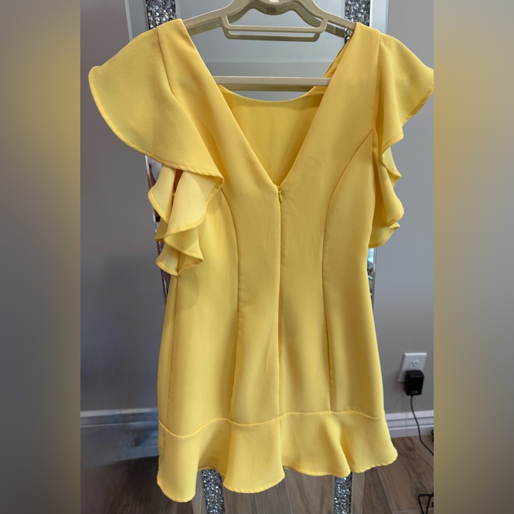 Bcbgeneration Ruffled Yellow Mini Blouse Dress - image 2